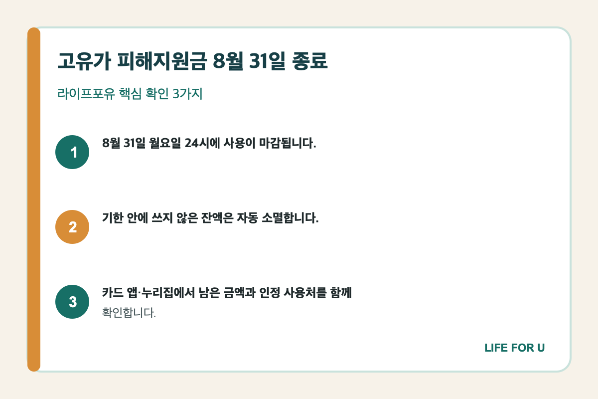 고유가 피해지원금 8월 31일 24시 마감과 미사용 잔액 자동소멸 핵심 요약