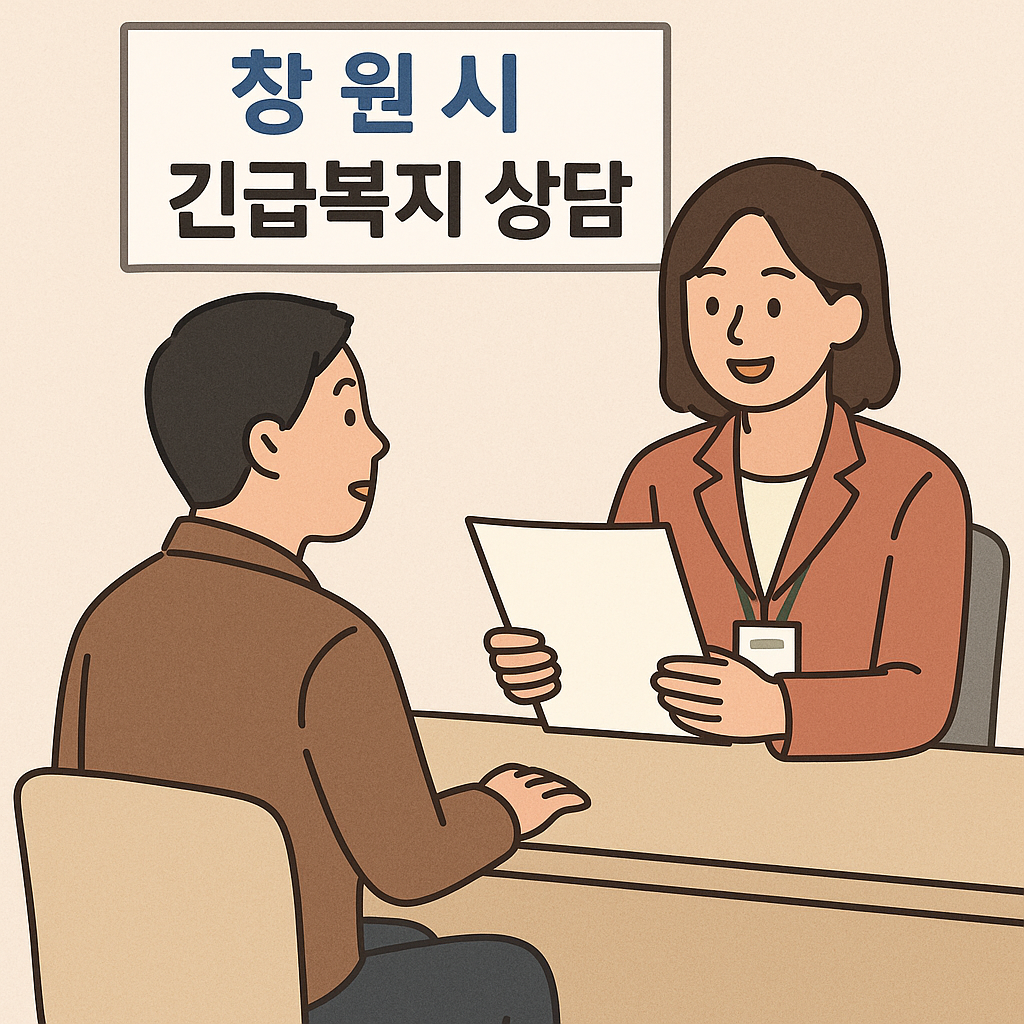 창원시 긴급복지 상담을 받고 있는 시민과 공무원의 모습