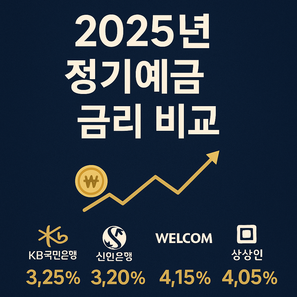 2025년 정기예금 금리 비교 – KB국민, 신한, 웰컴, 상상인 은행 금리 분석