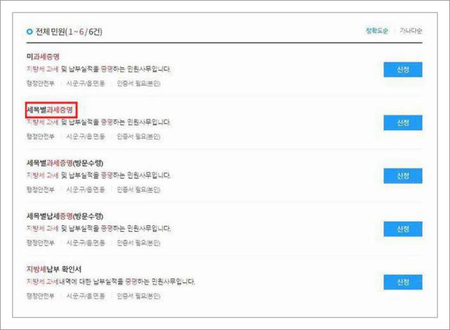 재산세 과세증명서