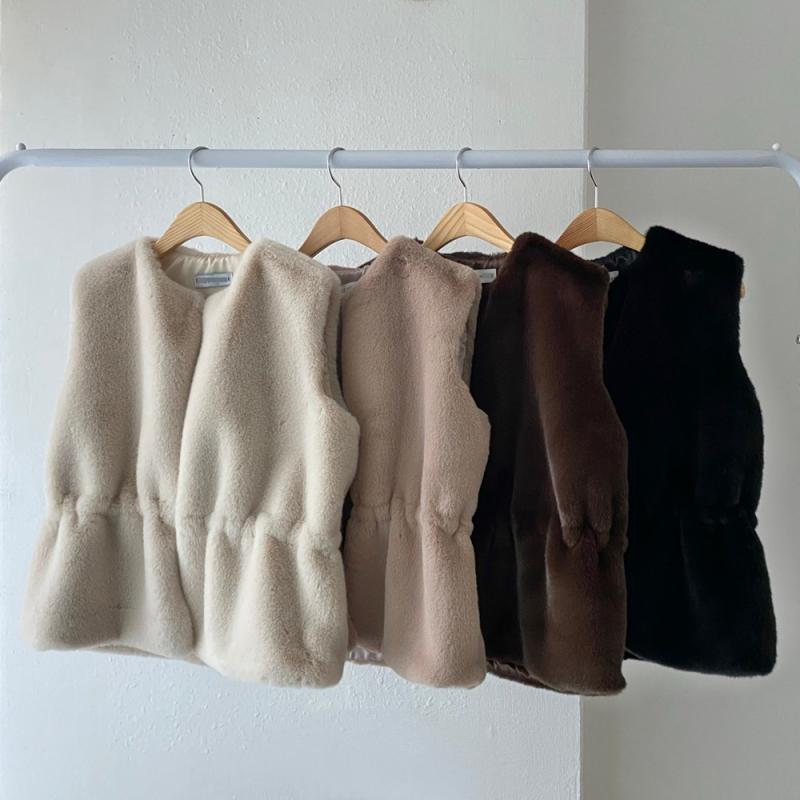 고급 밍크 에코퍼 페이크 퍼조끼 겨울 아우터