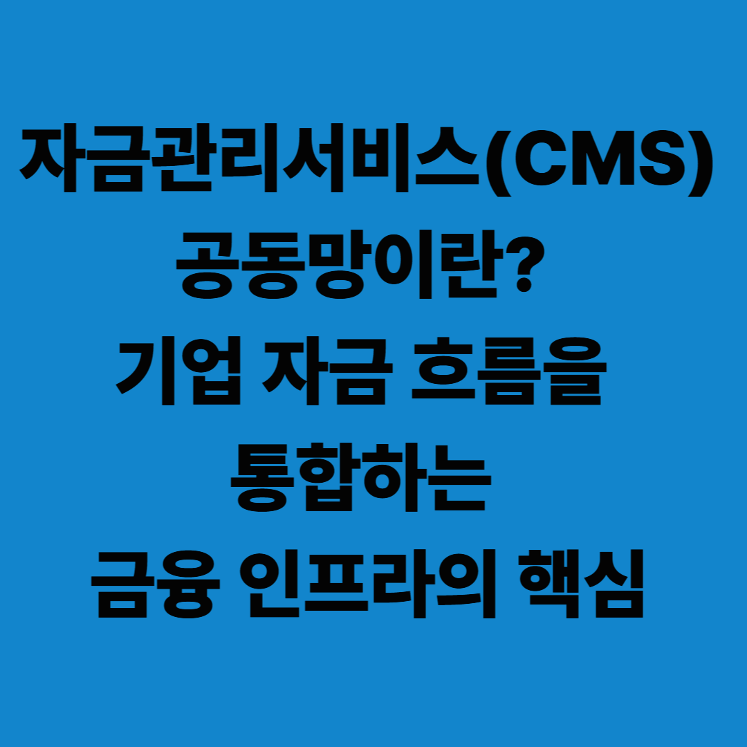자금관리서비스(CMS) 공동망이란? 기업 자금 흐름을 통합하는 금융 인프라의 핵심