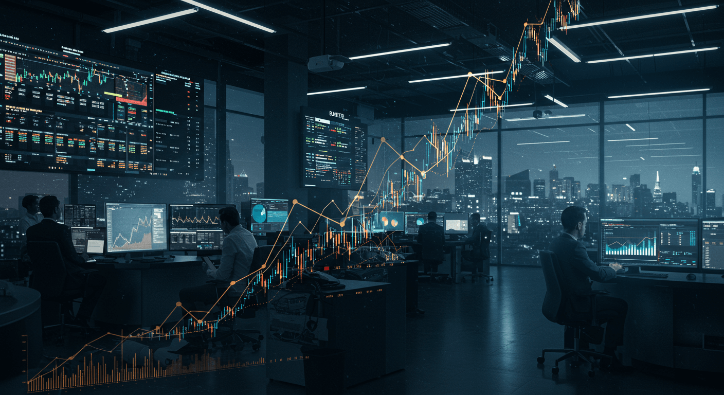 사무실. 주식 등락 모니터 사진