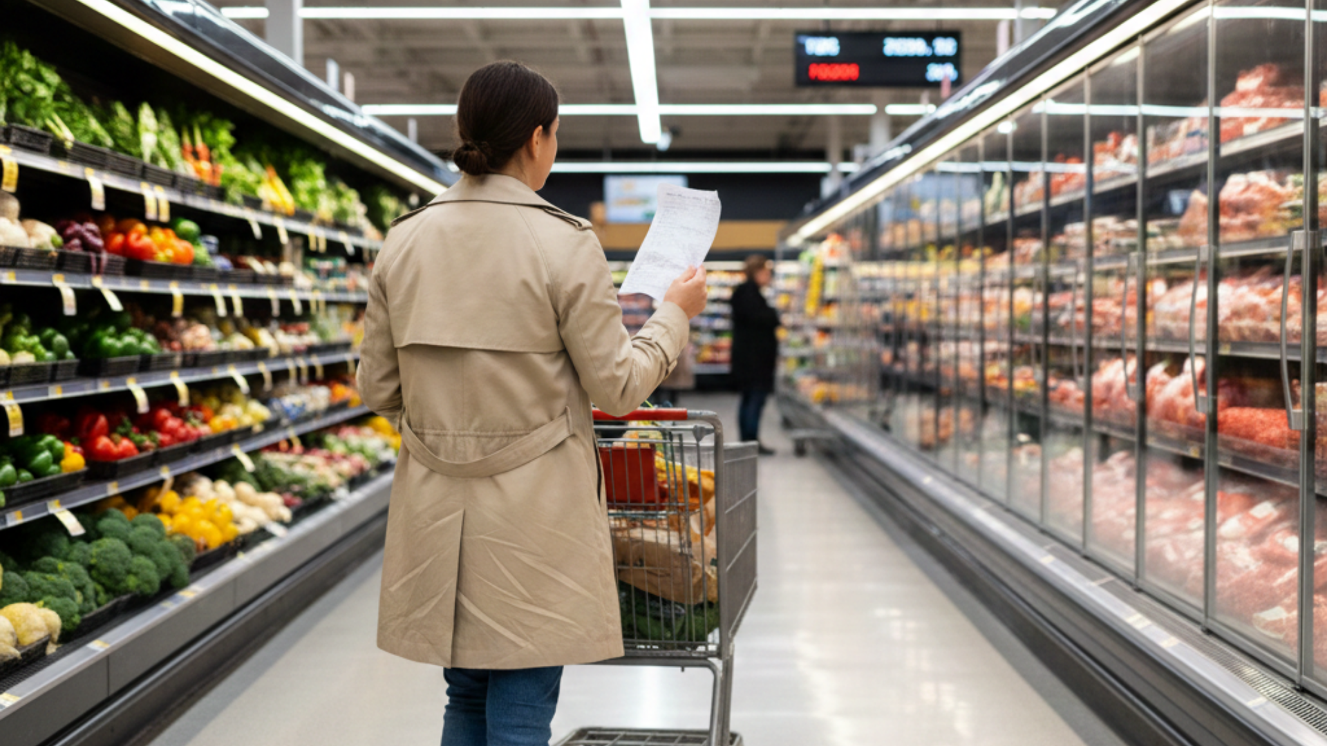 구입할 품목 메모 들고 마트 장보기