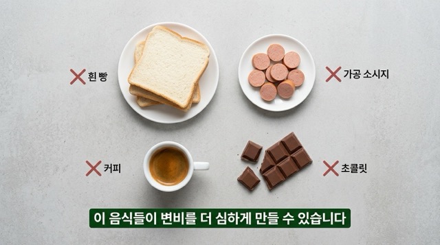 변비 악화시키는 음식 밀가루 유제품 육류 인스턴트 주의