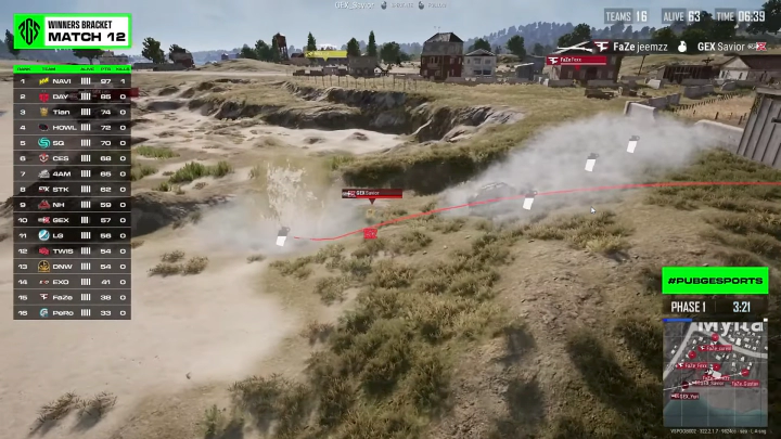 GEX가 이동가운데 NAVI와 페이즈클랜의 공격을 받으며 다나와에게 가능성의 문을 열어주었습니다