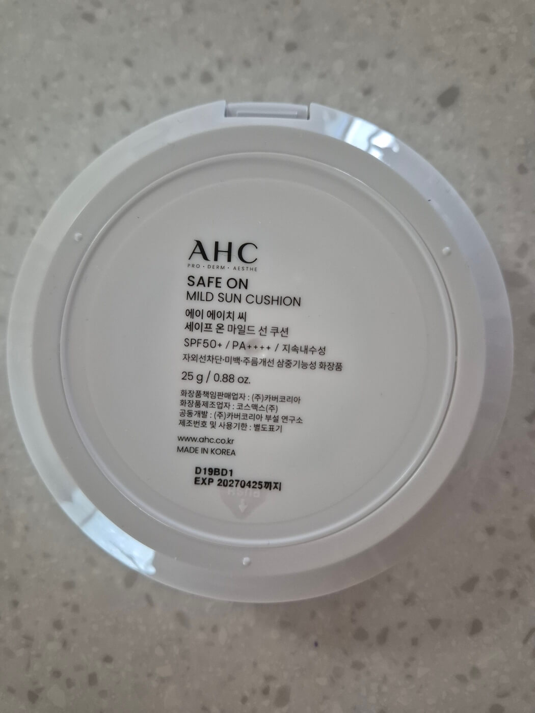 AHC 시카 카밍 선크림 뒷면