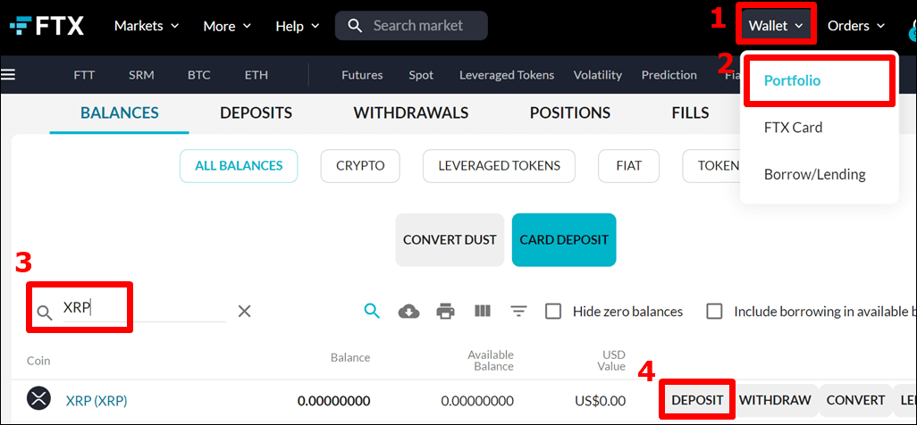FTX 사이트 포트폴리오 화면을 띄워놓고 있음