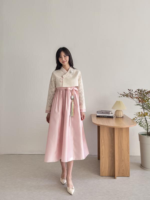 민한복 로렌 여성 계량 철릭 원피스 여자 개량 퓨전 허리 치마 드레스 생활한복