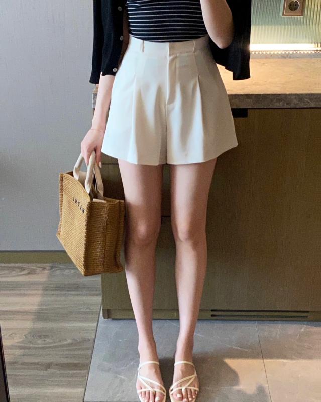 말리 A라인 핀턱 하이웨스트 반바지 2color