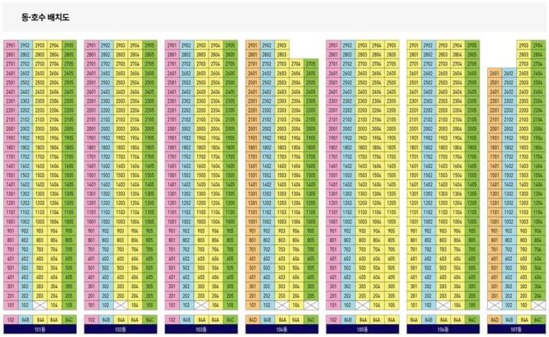 창원 롯데캐슬 포레스트 1BL 동호배치도