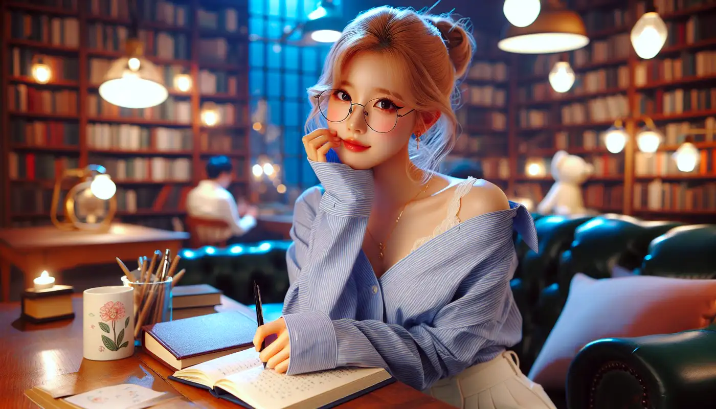 이력서-성장과정-예시를-참고하며-글쓰기하는-여성의-모습