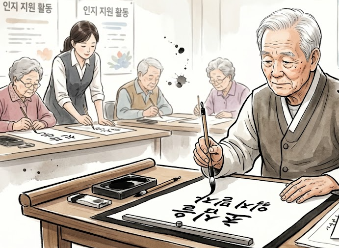서예 선생님이셨던 노인치매 어르신 손이 기억하는 명필 이미지