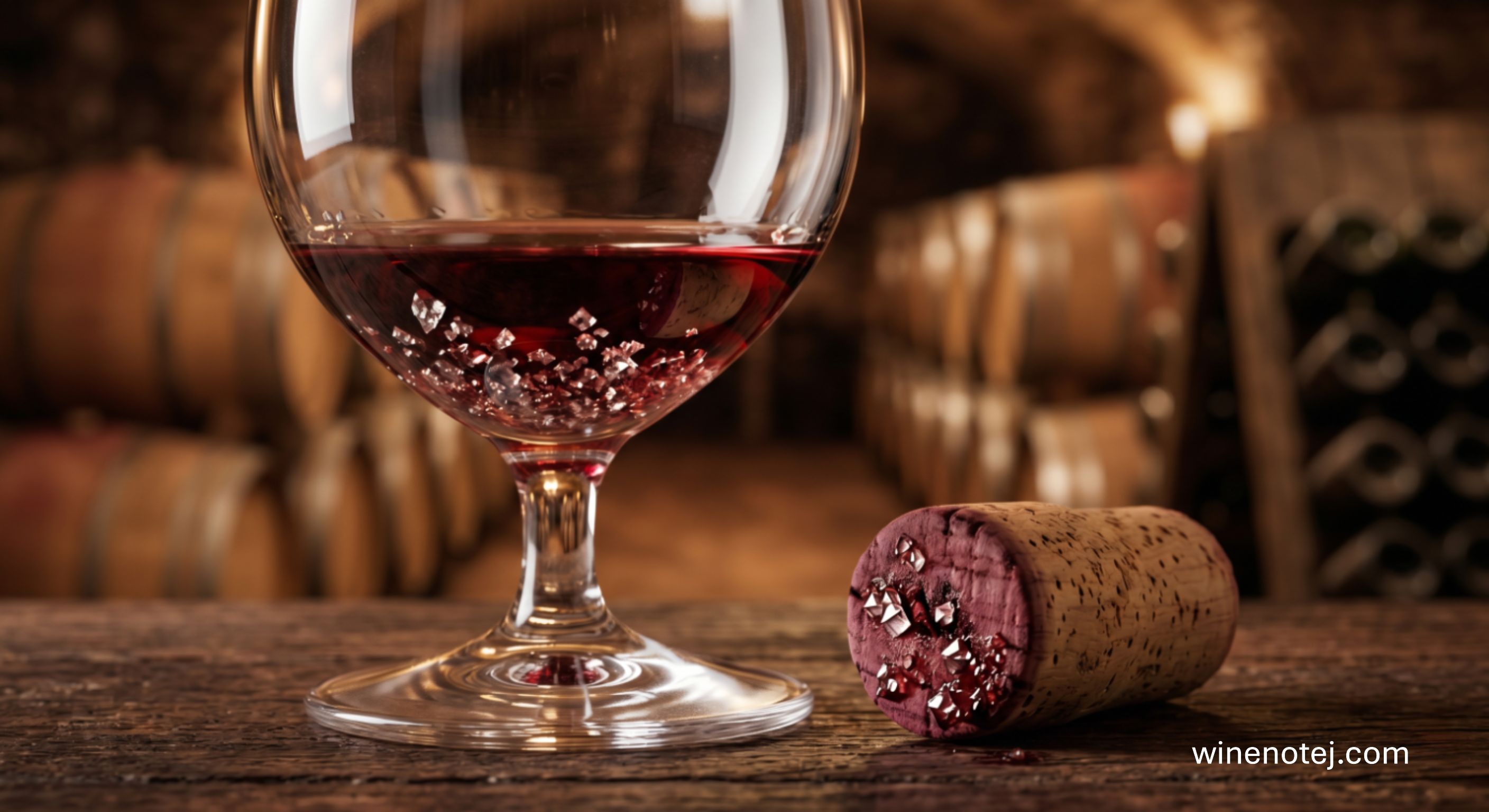 와인 바닥과 코르크에서 발견되는 주석산 결정체(Wine Diamonds)의 형태