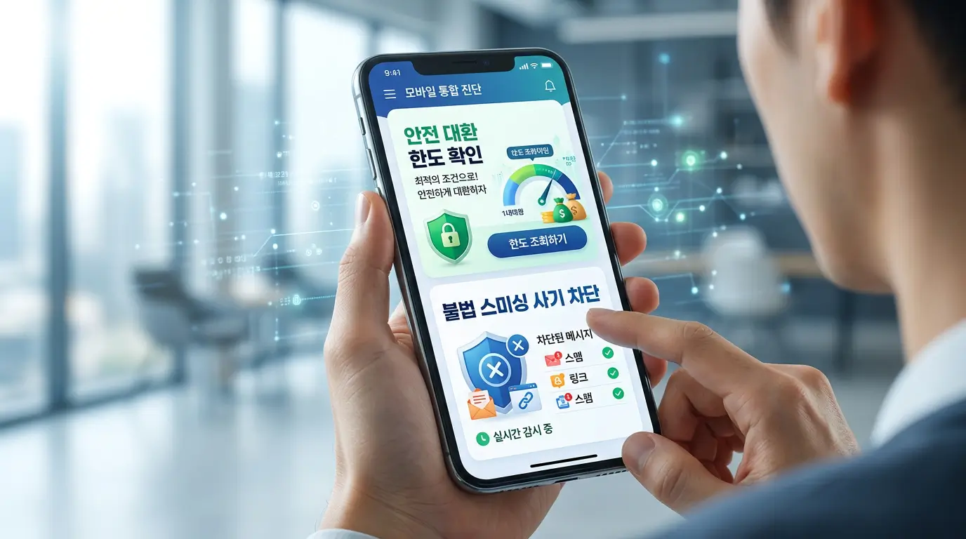 모바일 통합 진단 앱 안전 대환 한도 확인 및 불법 스미싱 사기 차단