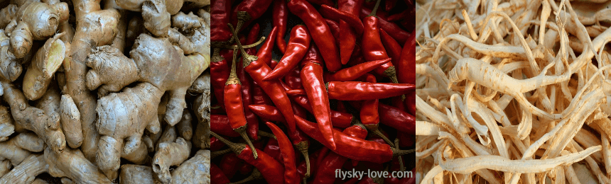 천연진통제 생강, 고추, 도라지