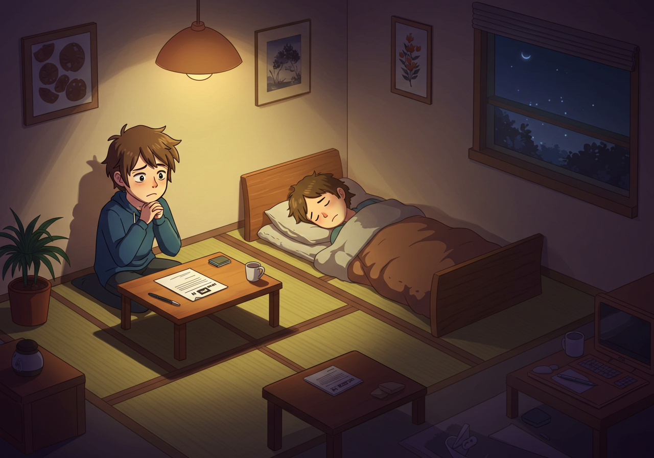 취방에서 친구를 재운 상황을 걱정하는 자취생