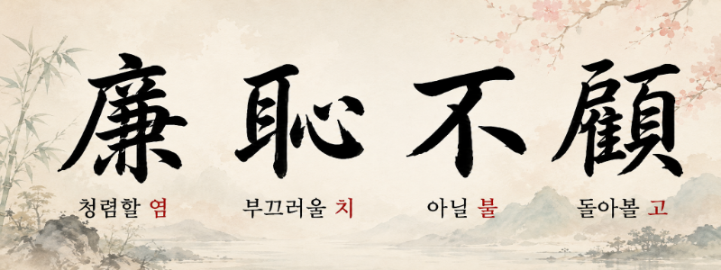 염치불고 (廉恥不顧) 한자 풀이