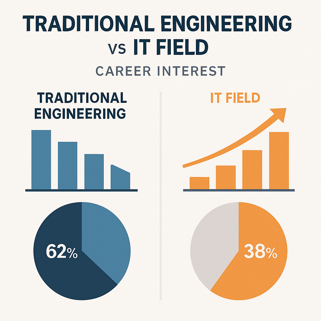 전통 기술 vs IT 분야 관심도 비교 차트