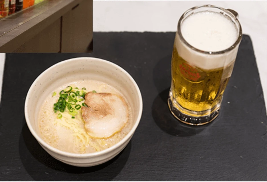 오사카 히노데 호텔 라멘과 맥주
