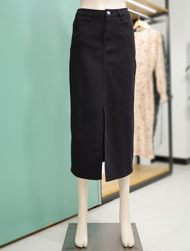 르샵 코튼 슬릿 H라인 컬러 데님 롱 스커트 TN3DS729