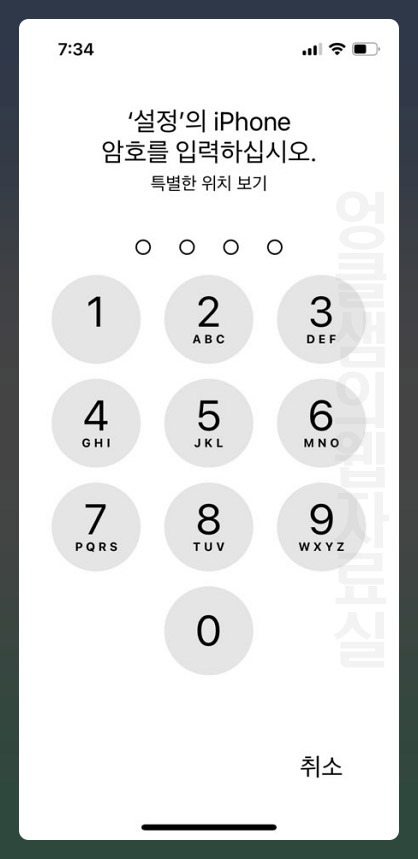 아이폰 암호 입력