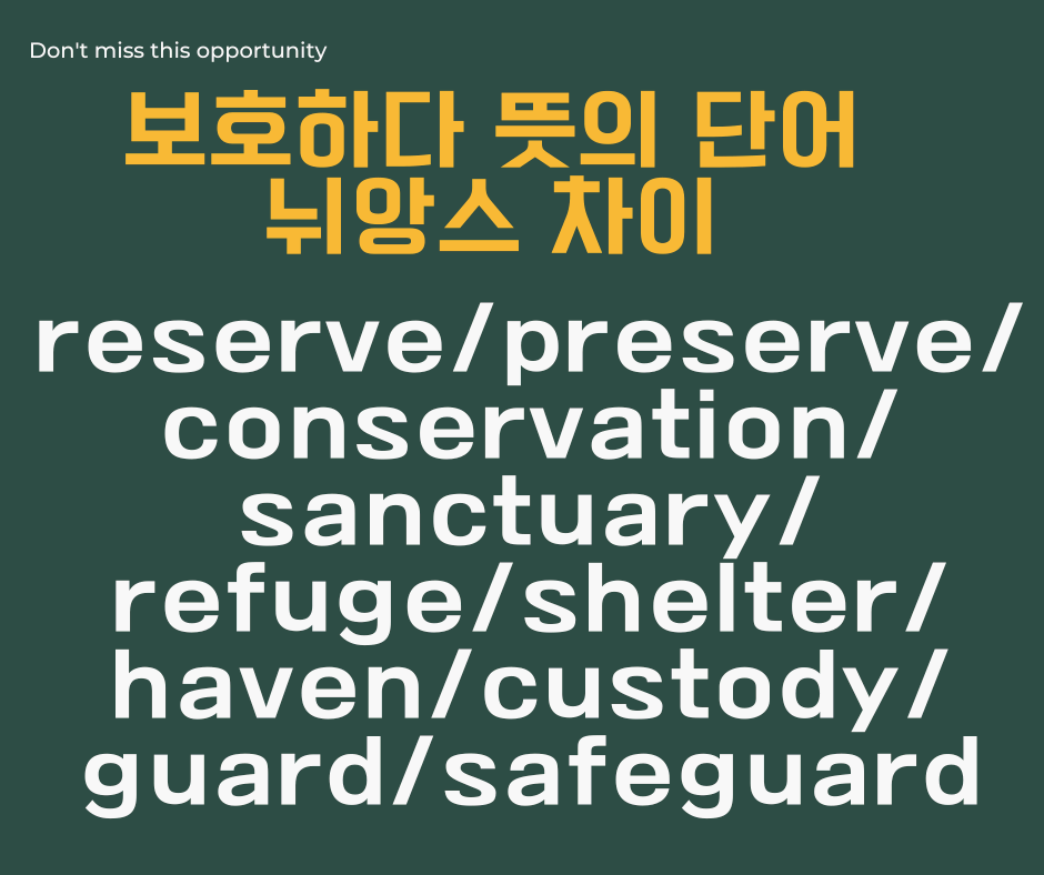 보호하다 영어로 뉘앙스 차이