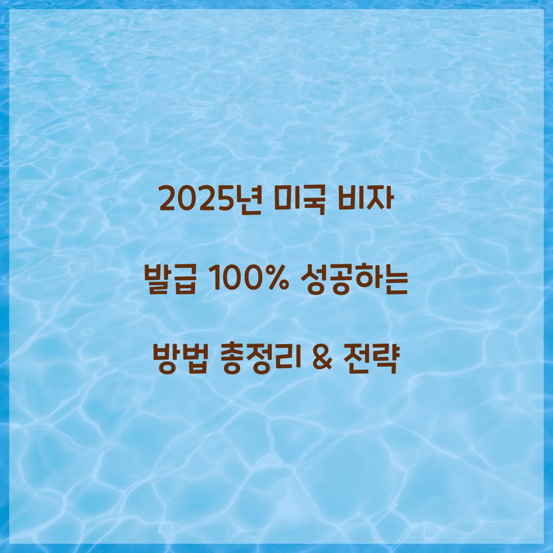 2025년 미국 비자 발급 100% 성공하는 방법