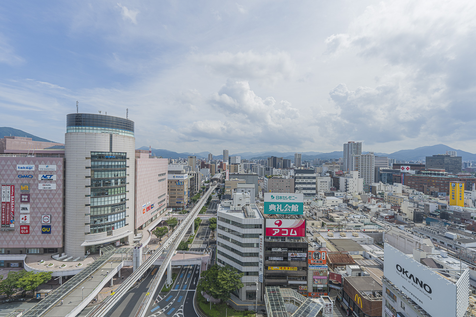Monorail tracks and the Kokura city view from Station Hotel Kokura