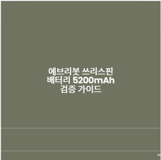 에브리봇 쓰리스핀 배터리 5200mAh 검증 가이드