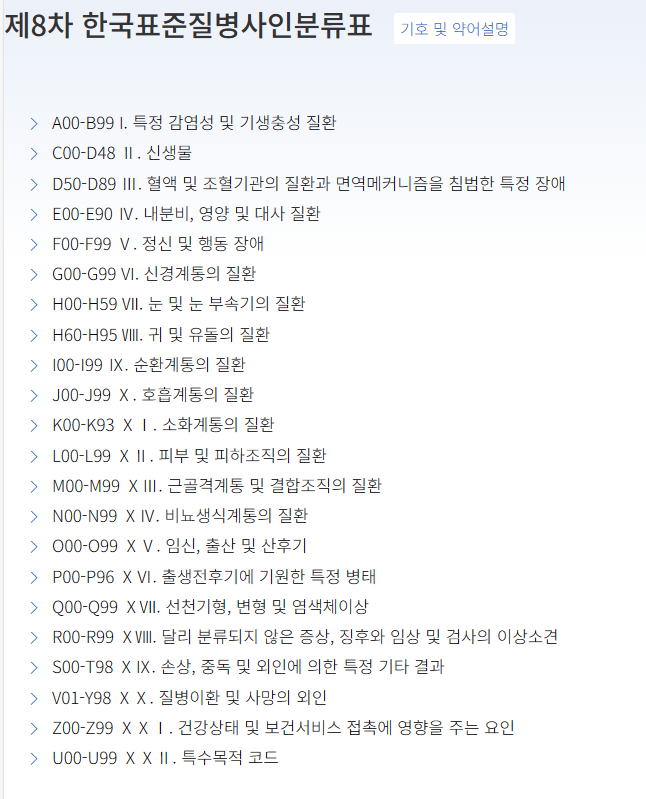 한국표준질병사인분류