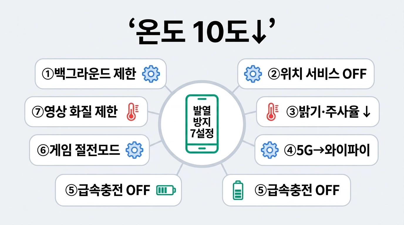 여름 스마트폰 발열 방지 설정 꿀팁 7가지 인포그래픽 총정리