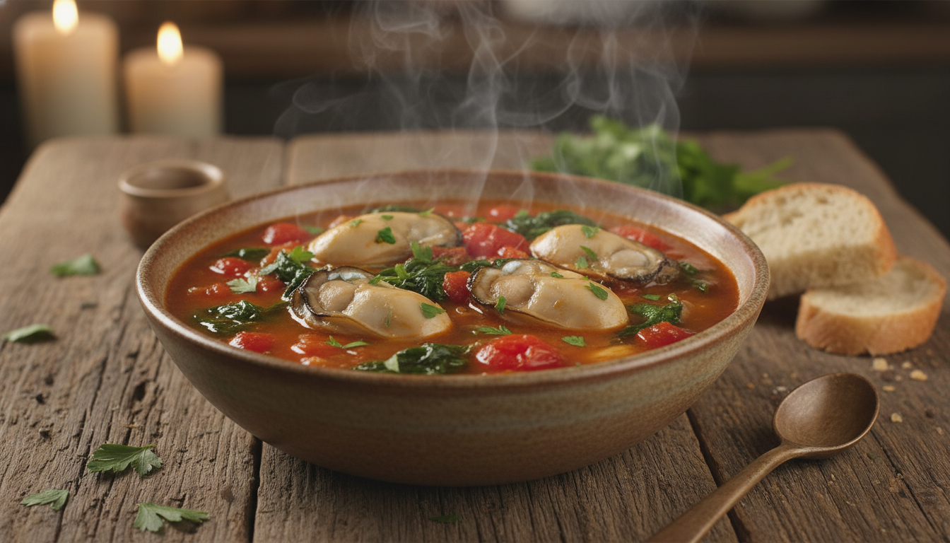 면역력 강화에 좋은 따뜻한 시금치 굴 토마토 스튜 요리