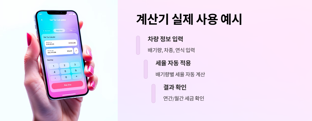 계산기 실제 사용 예시 (차종별)