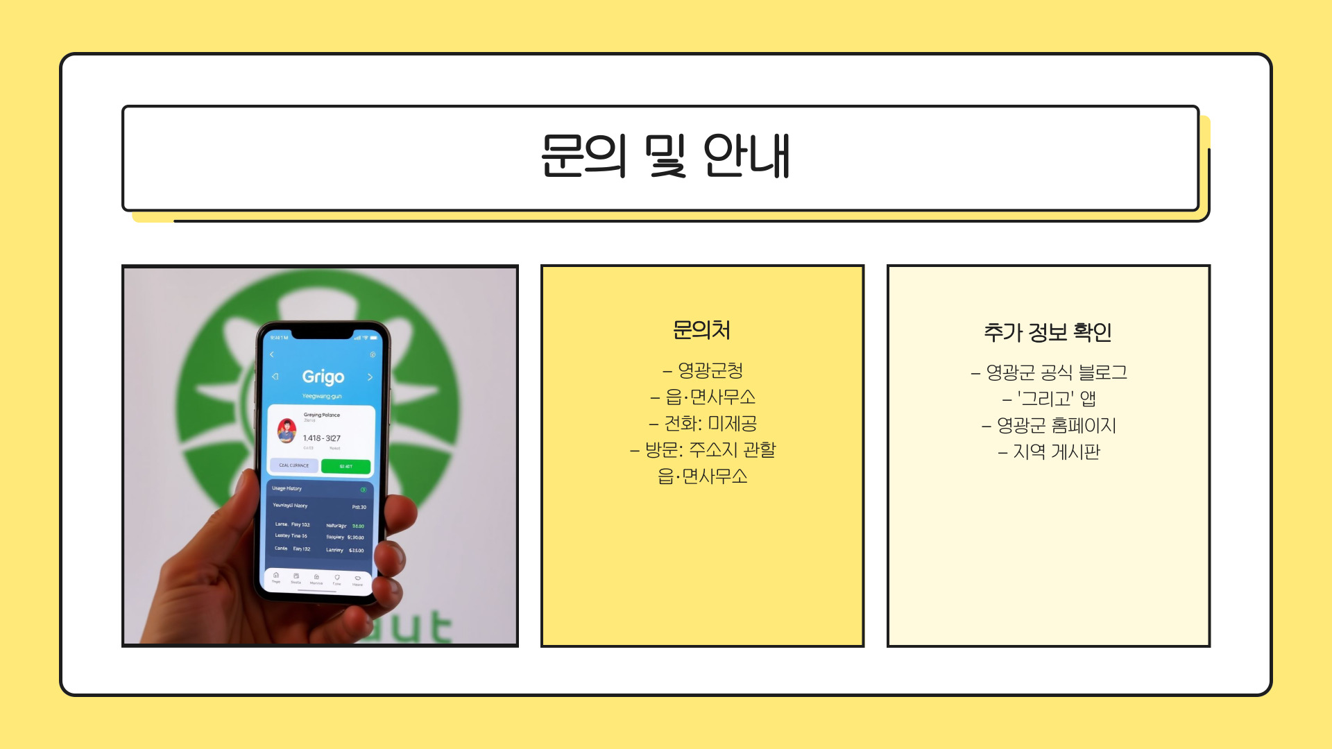 영광군 민생경제회복지원금 문의처