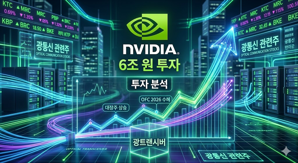 엔비디아 6조 원 투자 소식과 함께 상승하는 광통신 테마주 주가 그래프