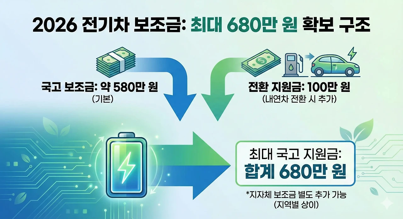 🔋 [2026 전기차 보조금 개편 총정리]｜내연차 팔면 최대 680만 원 받는 방법