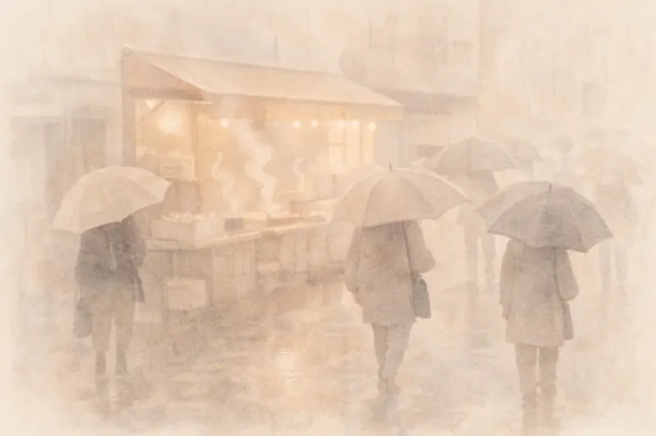 비 오는 날, 지하철 안에 남아 있던 냄새들