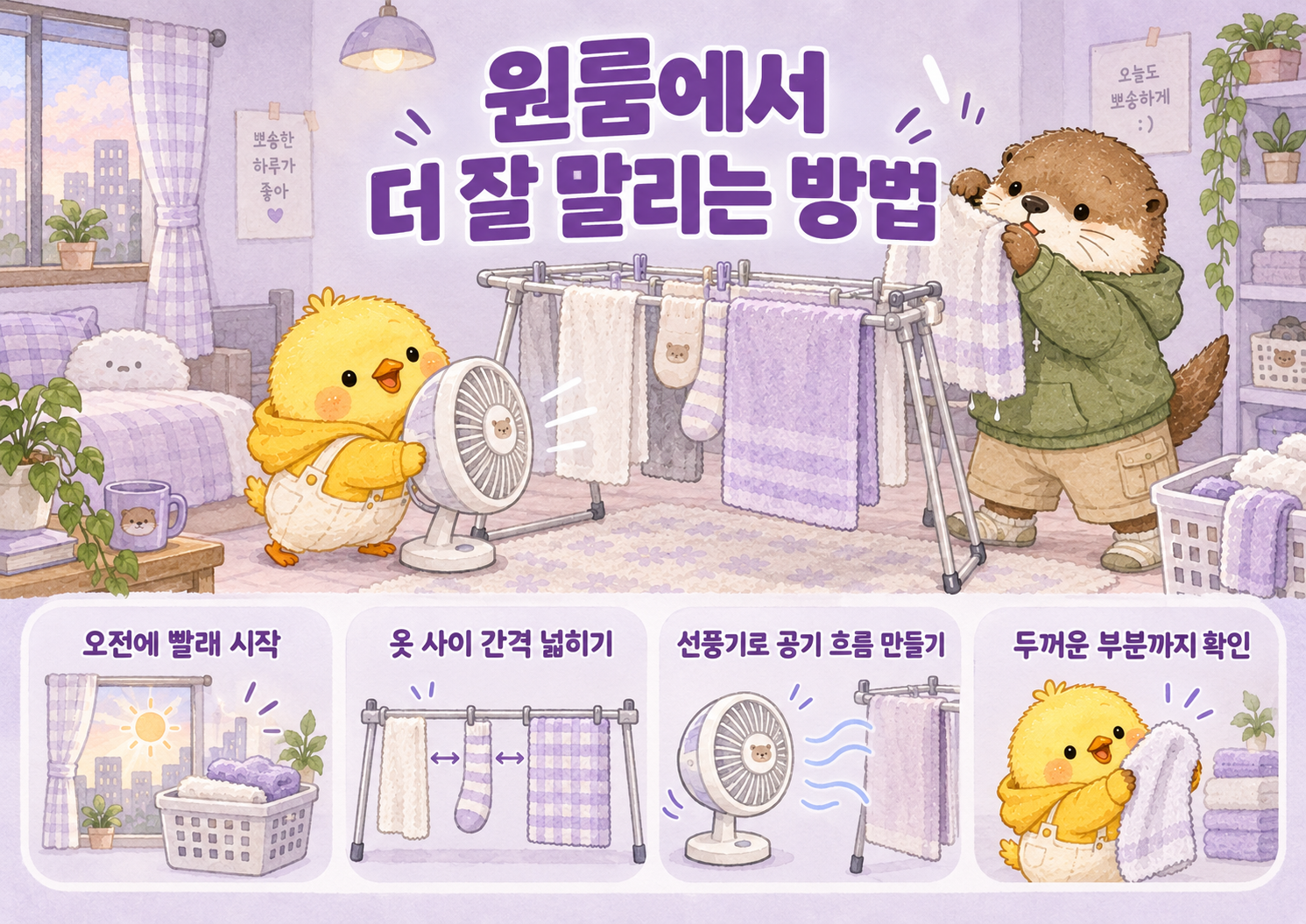 원룸 자취생활을 위한 환절기 빨래 건조 팁 인포그래픽
