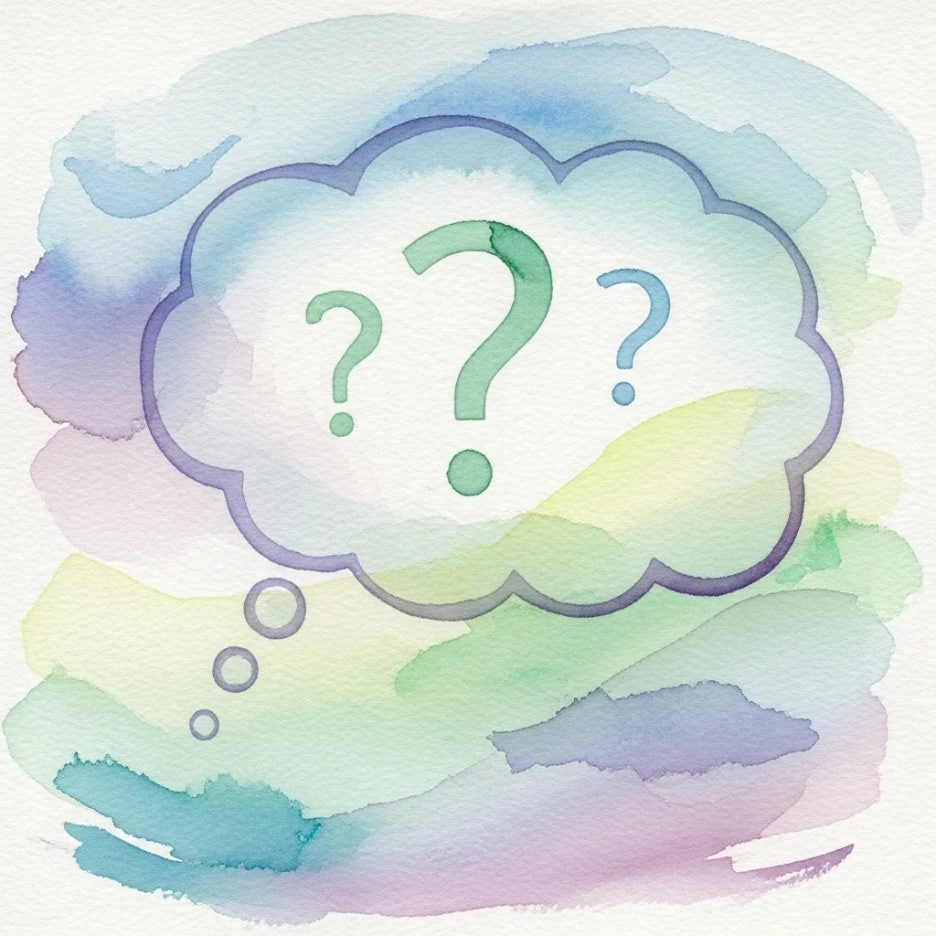 궁금증을 표현하는 질문과 생각의 이미지