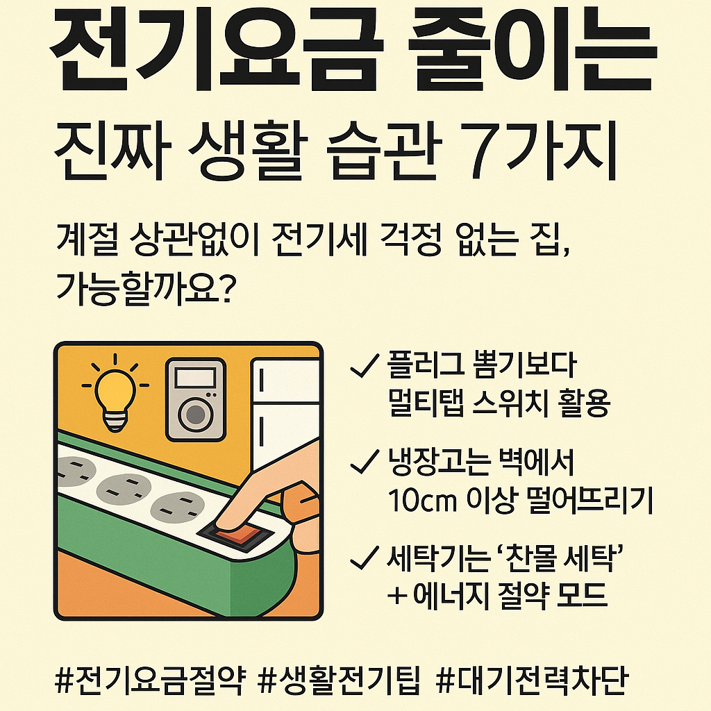 전기요금 줄이는 진짜 생활 습관 7가지