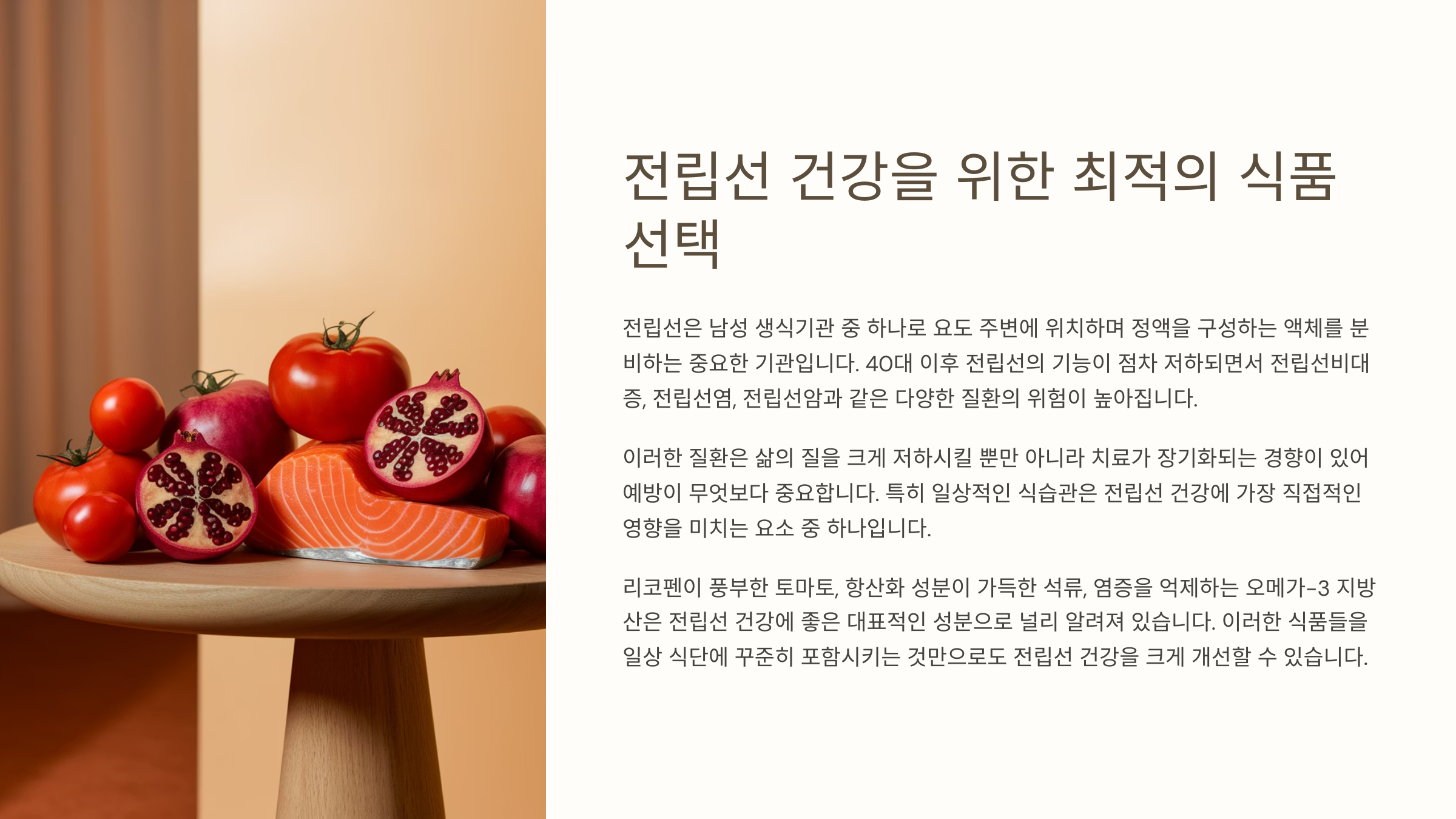 전립선 건강을 위한 최적의 식품 선택