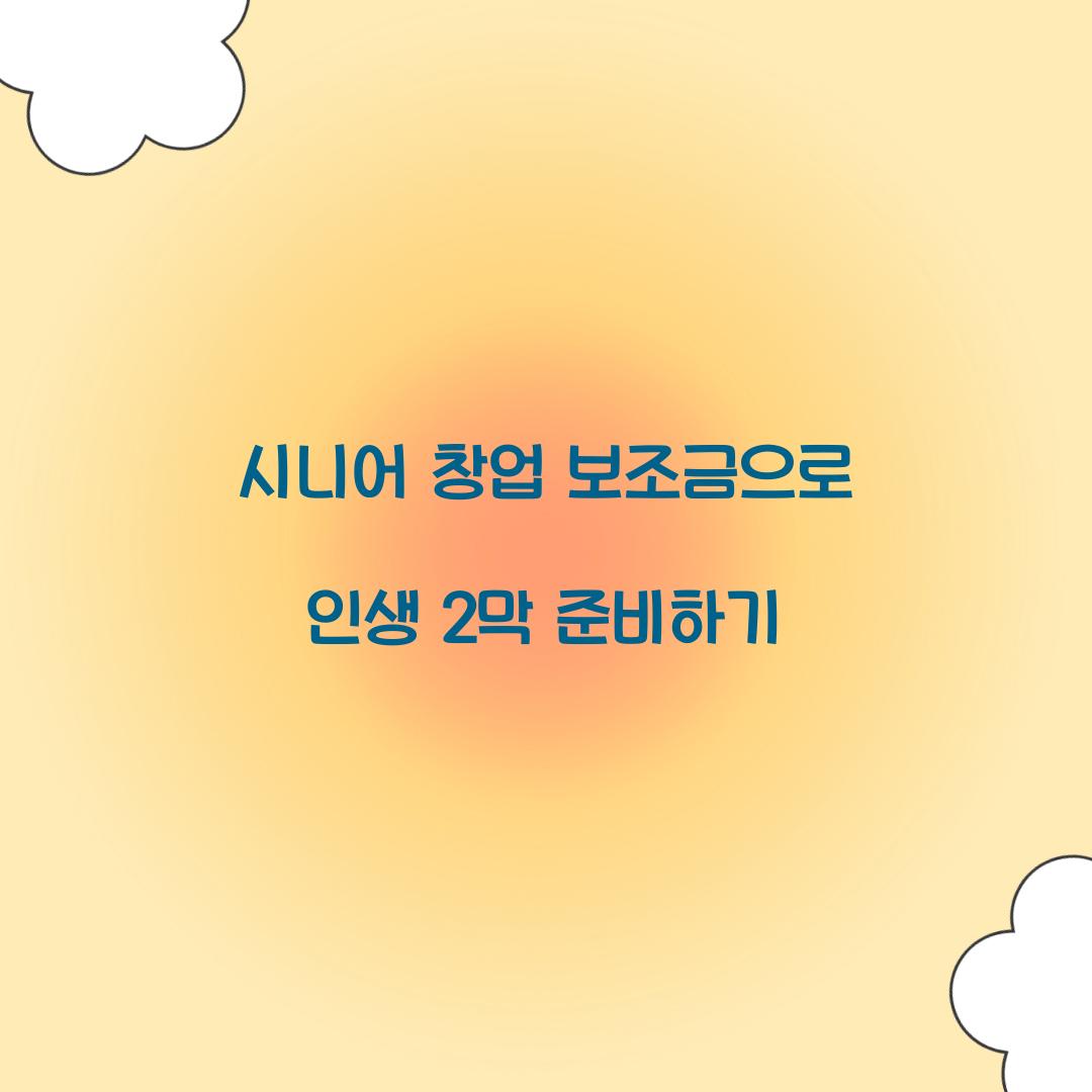 시니어 창업 보조금