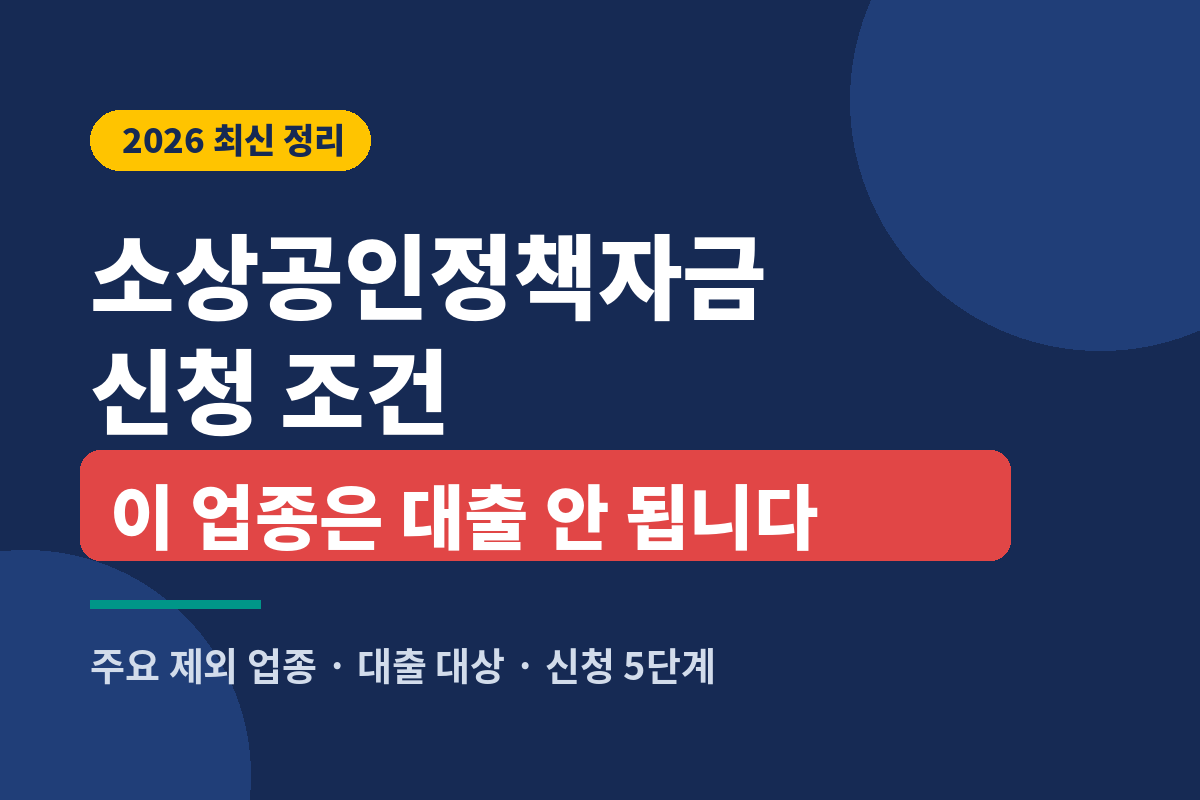 2026 소상공인 정책자금 신청 조건