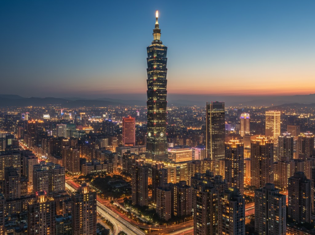 타이베이 101과 도심 야경 전경