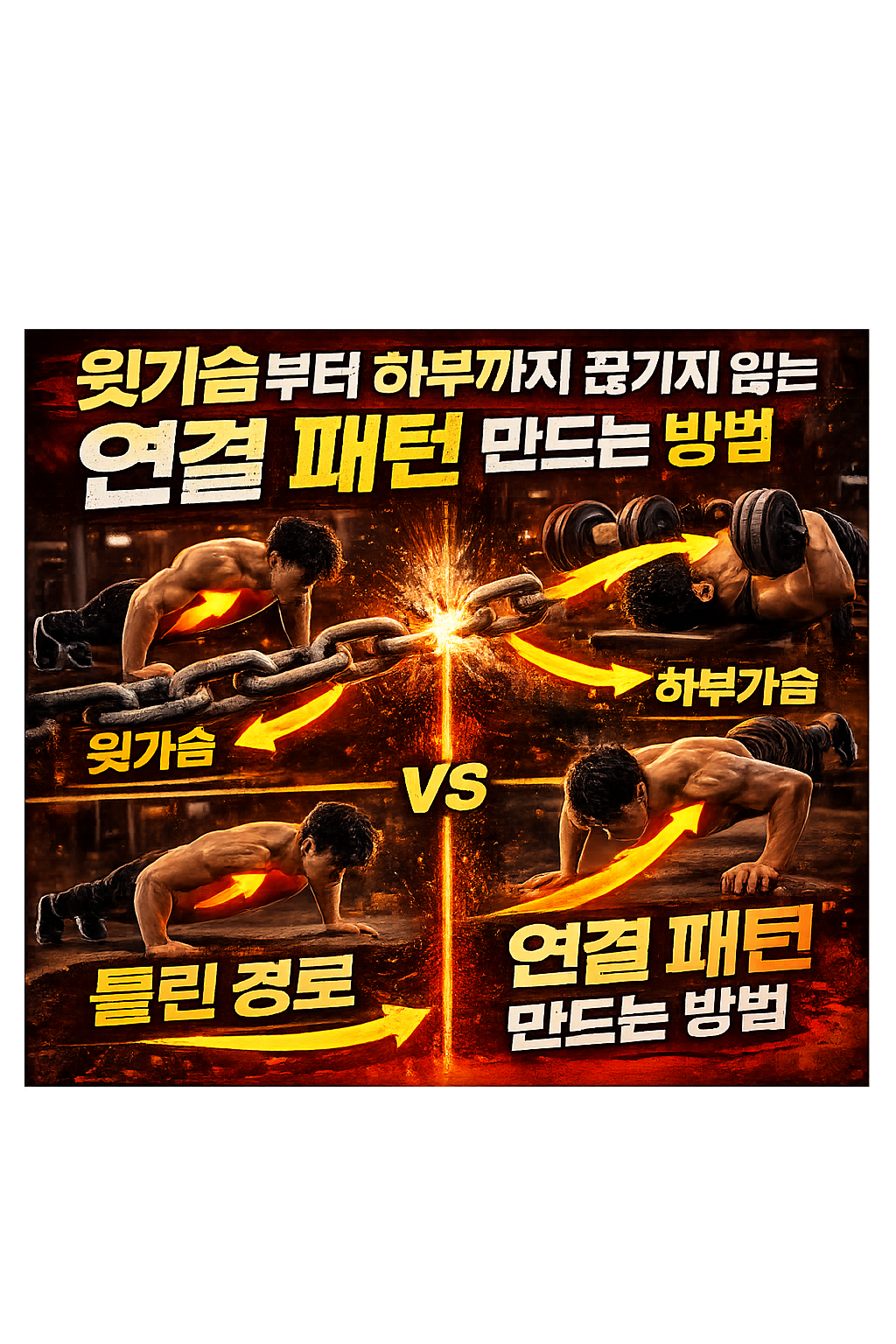 윗가슴부터 하부까지 끊기지 않는 연결 패턴 만드는 방법