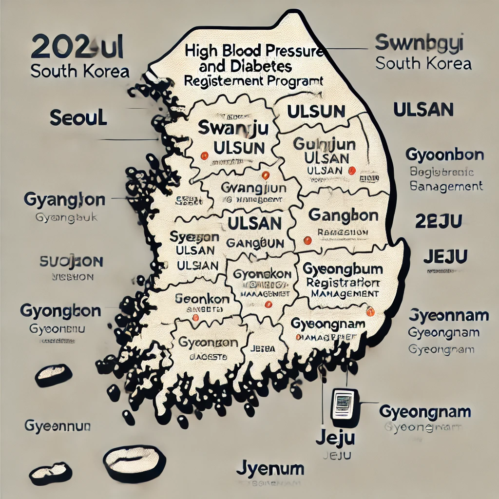고혈압&middot;당뇨병 등록관리사업 지역을 시각적으로 한눈에 보여주는 지도 이미지