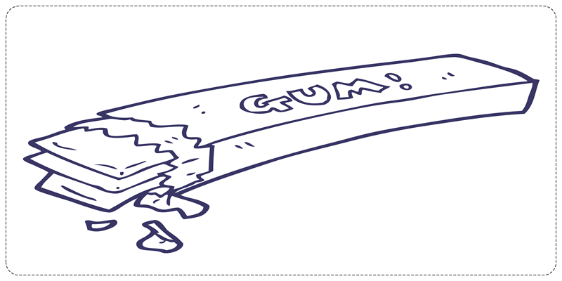 위 부분만 껍질이 까진 껌 한통의 일러스트 이미지