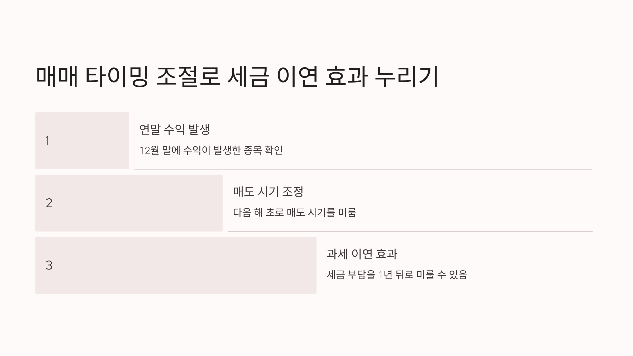 매매 타이밍 조절로 세금 이연 효과 누리기
