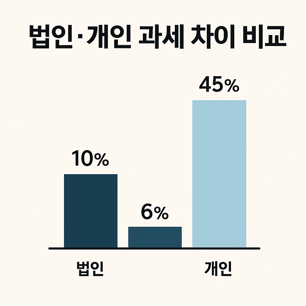 법인&middot;개인 과세 차이 비교 그래프